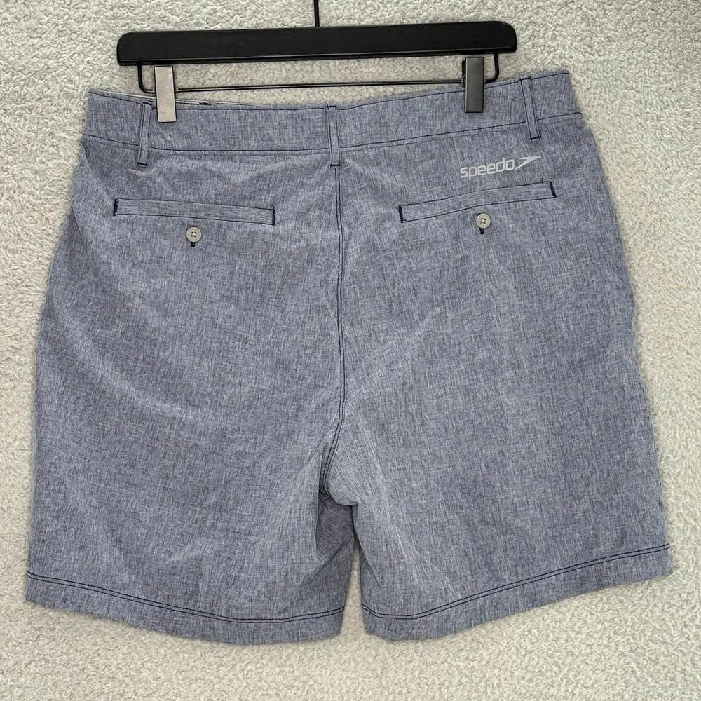 Speedo Mens Hybrid Board Shorts Blue Heathered Quick Dry Swim Trunks Size 36